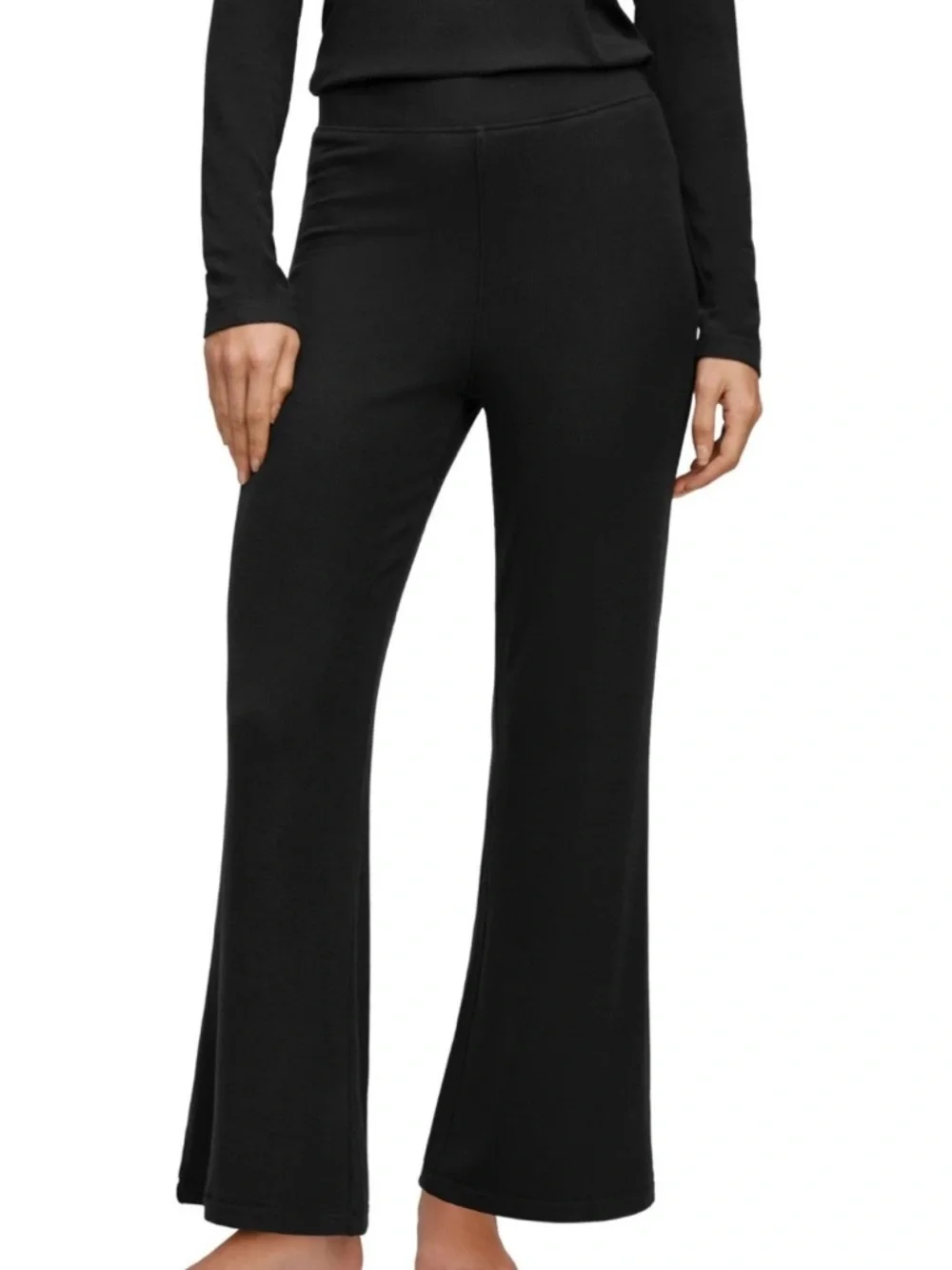 Banana Republic Womens Stretchy Ribbed Knit Casual Lounge Pants‎ Black Large L